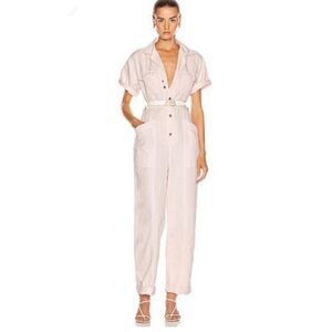 A.L.C. Petra Morganite Pink Contemporary Feminine Pockets Buttons Boho Jumpsuit